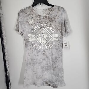 NEW American Fighter Massachusetts Baby Tee Gray Size XLLightweight Sheer